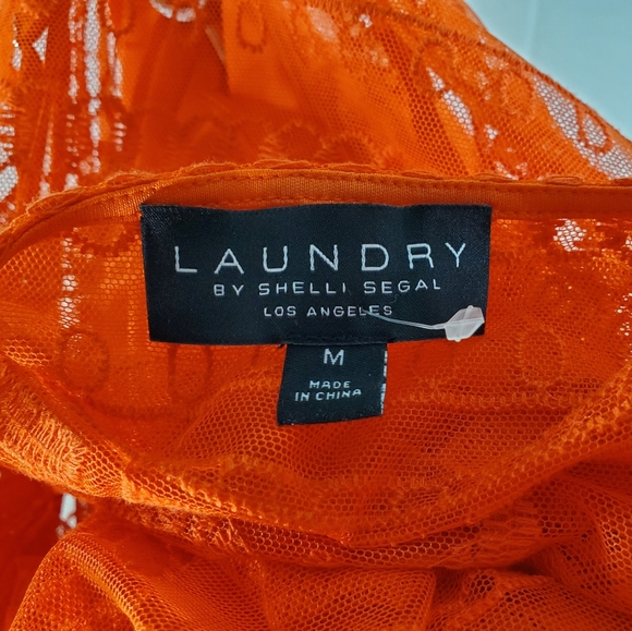 Laundry by Shelli Segal Lace Cap Sleeve Orange Top - Picture 4 of 5
